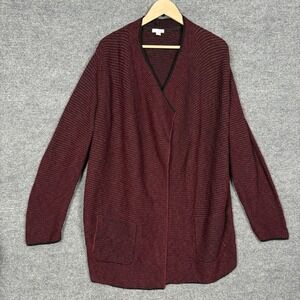 PureJill Womens XL Cardigan Brown Cotton Blend Long Sleeves Heavy Office Career